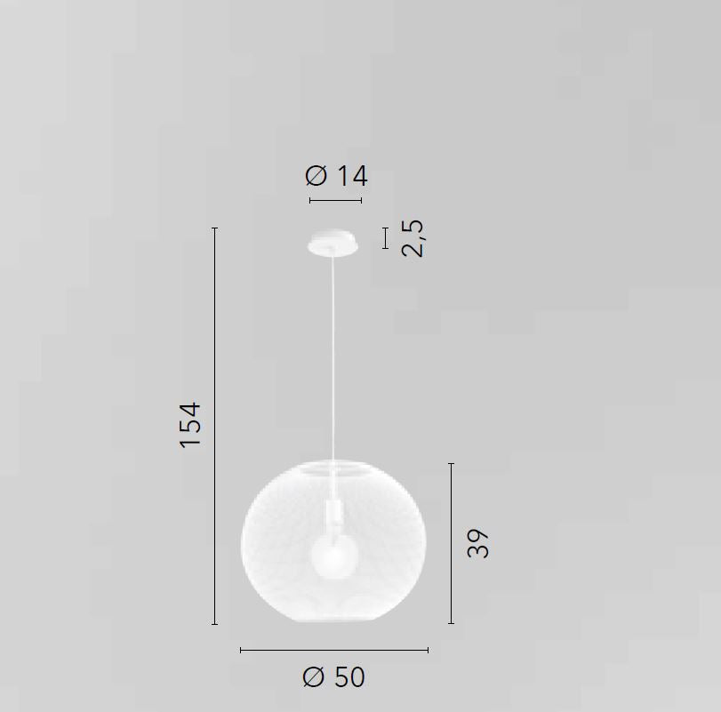 Sospensione sfera rete in metallo bianco 1XE27 non incl. D.50cm ESEDRA Sospensione sfera rete in metallo bianco 1XE27 non incl. D.50cm ESEDRA